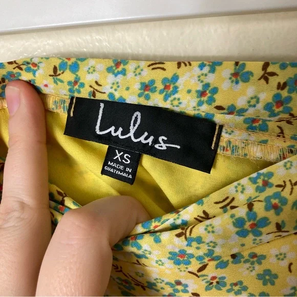 Lulu's believe in me yellow floral print wrap midi skirt womens XS - Picture 6 of 8
